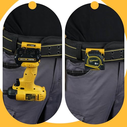 MELOTOUGH Small Tool Holder, Min Work Organizer Tool Pouch and Knife Holder with Snap Clip, Drill Belt Clip,Drill Holder for Tool Belt,Drill Holster,Measuring Tape Holder,Drill Belt Holder (Yellow)