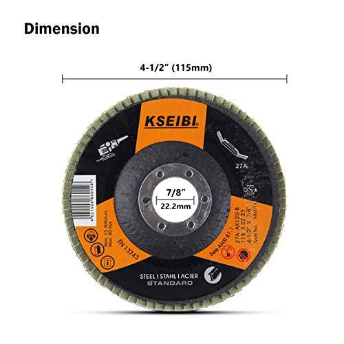 KSEIBI Aluminum Oxide 4 1/2 Inch Auto Body Flap Disc Sanding Grinding Wheel 20 Pack (Mixed 20 Pack) 686062 Mixed 20 Pack