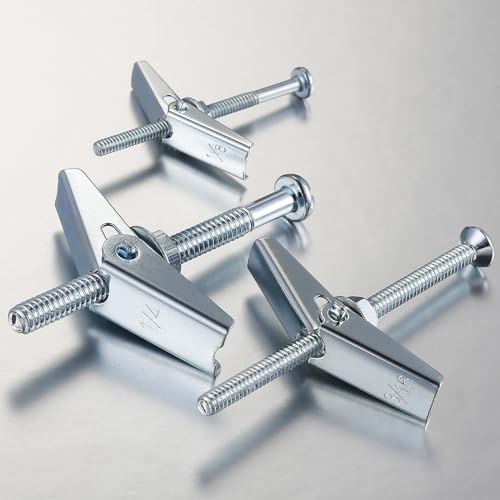 Wensilon (30 pcs) 1/4" Heavy Duty Drywall Anchors and Screws,Toggle Bolts and Wing Nuts Set, Hollow Drywall Anchors Bolts Screws Assortment Kit for Hanging Lamps Heavy Items 1/4" (30 pcs)