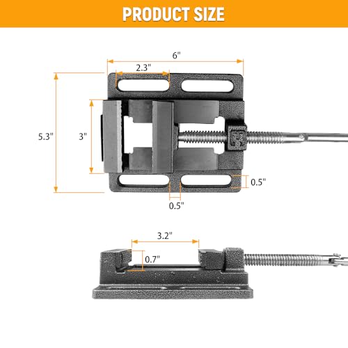 Hoteche Vices for Drill Press American 3 Inch Bench Vise Heavy Duty Drill Press Vise Clamp with 3.2 Inch Jaw Opening and 3.1 Inch Jaw Width Ideal for Drill Press Table Precision Work Clamp