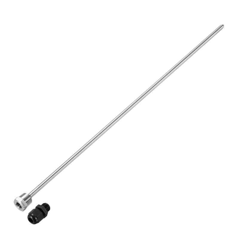 QUARKZMAN Thermowell Weld-Free 304 Stainless Steel 8 mm Diameter G1/2 with Cable Gland 500 mm Length for Beer Fermenter Black | With cable gland, 500 mm length, for beer fermenters