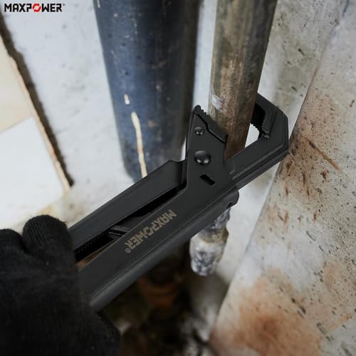 MAXPOWER Swedish Pipe Wrench, 16 1/2-Inch Adjustable Swedish Pipe Spanner Plumbers Wrench with 90°Angled Jaw, Jaw MAX Opening Capacity 2.75"