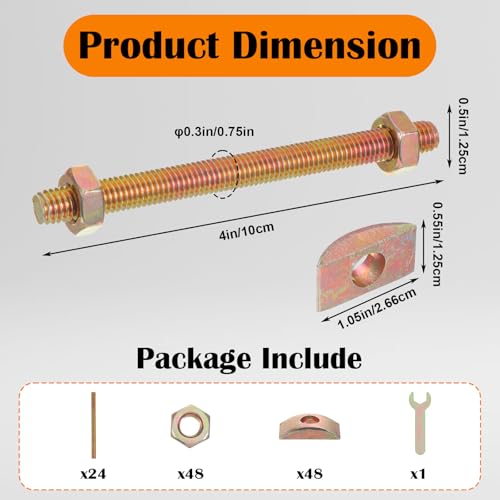 24 Pcs Countertop Connector Bolts, M8x100mm Joint Fasteners, Furniture Fastening Kit, Drawbolt/Bed/Butcher Block Miter Draw Bolt Flip Connector