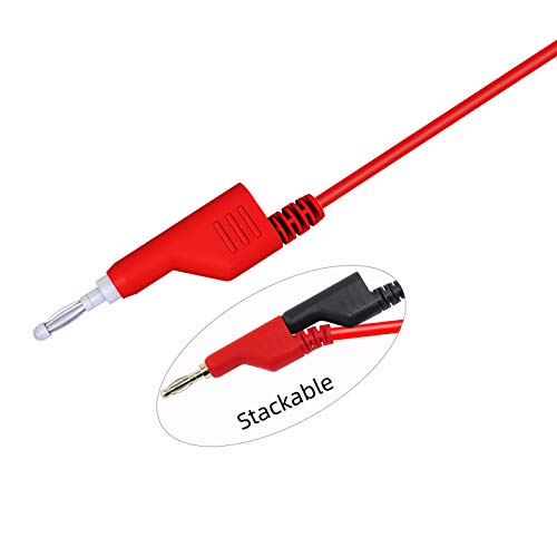 Goupchn 10PCS Test Leads Kit Dual-Ended Alligator Clip with Stackable Banana Plug to Alligator Clip Copper Flexible Cable Wires for Electrical Testing 3.3ft/1m
