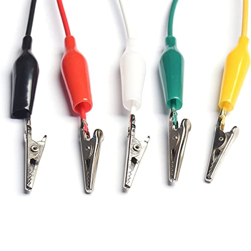 Hailege Alligator Clips Wire Alligator Test Leads Length 20.5 Inch for Circuit Connection Electronic Testing Experiments Electronics DIY Two Bundles Five Colors Pack of 20