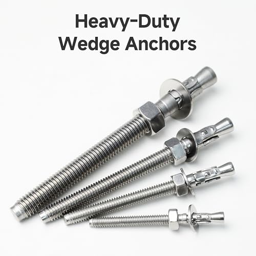 Mywish (10 Sets) 1/4-20 x 2 Hex Head Stainless Steel Bolts and Nuts & 1/4 x 2-1/4 Inch Wedge Anchors, 10Pcs 304 Stainless Steel Industrial 1/4 Heavy Duty Industrial Masonry Wdege Anchor Bolts for Bric