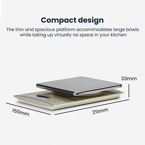 TANITA KD-321 Digital Kitchen Scales – Stainless Steel Food Weighing Scales, 3kg Precision Food Scale, Kitchen Scales Digital for Cooking & Baking, Silver