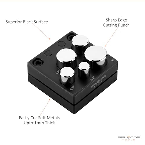 Splenor Tools 5 Round Punch Disc Cutter - for Jewelry Making - Metal Working & Cutting Tool - Size ½ to 1"