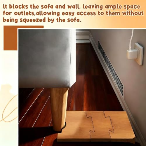 4 Packs Bamboo Couch Wall Spacer, Adjustable Couch Stopper for Furniture