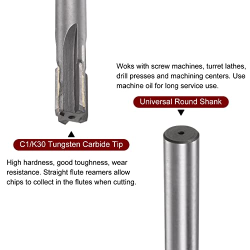 sourcing map Carbide Reamer 12.1 mm, 4 Blades, H8/H7 Accuracy, Sandblasting Coating Machine Reamer for Metal Wood Hole Reamer, Straight Groove High Speed Steel Tool 12.1mm