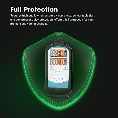 VIVOSUN 1500W Digital Temperature Controller and 12-Pack Seed Starter Trays, 144-Cell Seed Starter Kit with Humidity Dome, Flat Reusable Plant Germination Trays with Drain Hole, Green Propaga