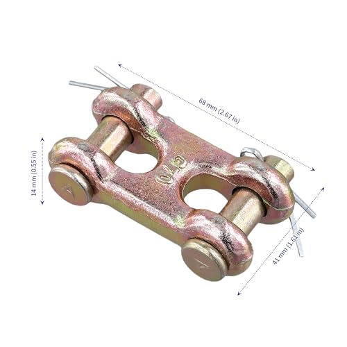 SOUJAP Twin Clevis Link, 3/8 Inch G70 Forged, Zinc Plated, 6600LBS Working Load Limit, for Truck Trailer Transport, 6 Pack, Golden