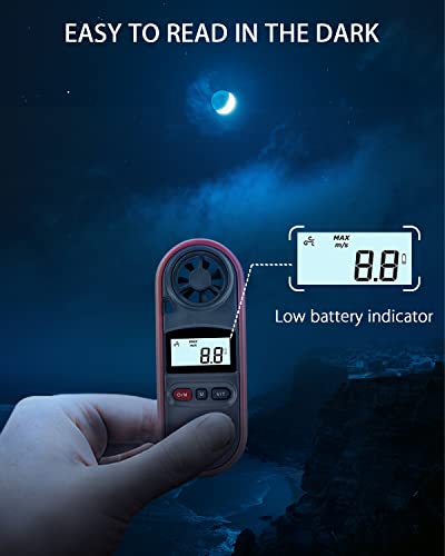 Wintact Handheld Anemometer Digital Wing Wind Speed Meter Pocket Airflow Speed Tester for Home HVAC Channel Outdoor Kite Boat Sailing Surfing
