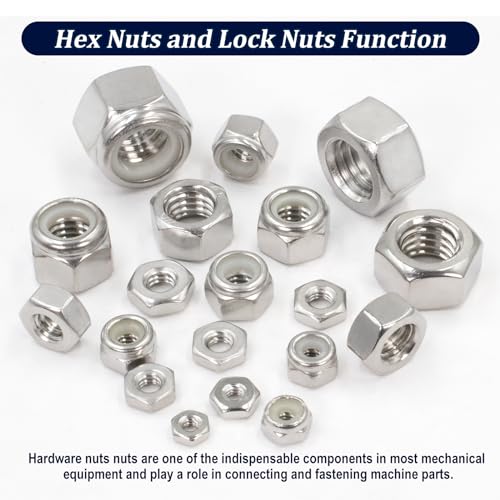 ZQZ 345Pcs SAE Hex Nut & Lock Nuts Assortment Kit (#4-1/2) Hardware Nut Set SAE Hex Nuts & Locknuts Assortment;345 PCS