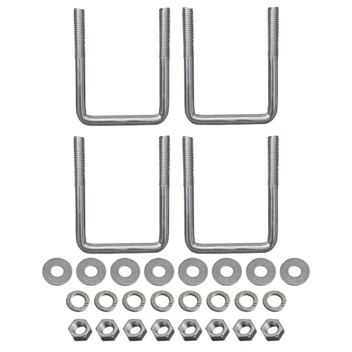 A.A Square U Bolt with Hardware for Boat Trailer, Galvanized Steel, 1/2" Diameter x 3-1/16" x 4-5/16" for 3x3 Beam (4 Pack) 1/2 D x 3-1/16 W x 4-5/16 Inch