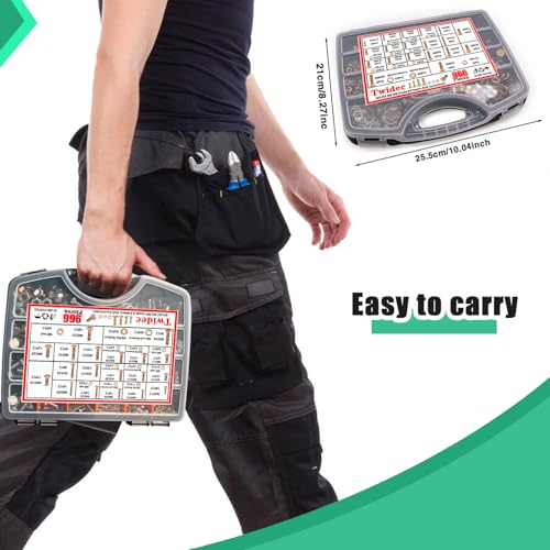 Twidec/966PCS Grade 8.8 Hex Head Bolts and Nuts Assortment Kit,Metric Bolt Assortment, M4/M5/M6/M8(12-30mm)