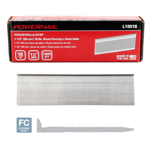 Powernail L15018 18 Gauge 1-1/2 Inch Length Flooring L-Cleat Nails (1000ct Box) 1-1/2 Inch (1000ct box)