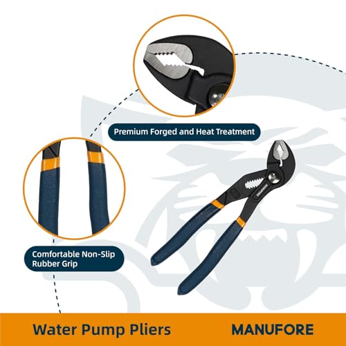 MANUFORE Water Pump Pliers, 7/10/12 Inch Tongue and Groove Pliers Set 7-10-12 in
