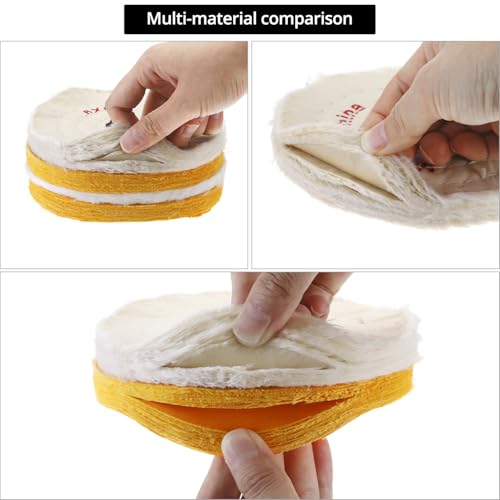 QWORK Polishing Wheel Kit for Bench Grinder - 8 Pack 6" Cotton Buffing Wheels with 1/2" Arbor Hole - Ideal for Metal, Wood, and More