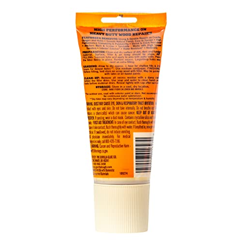 Bundle of Gorilla Ultimate Waterproof Wood Glue, 18 Ounce, Natural Wood Color, (Pack of 1) + Gorilla All Purpose Wood Filler, 6oz Tube, Natural (Pack of 1)