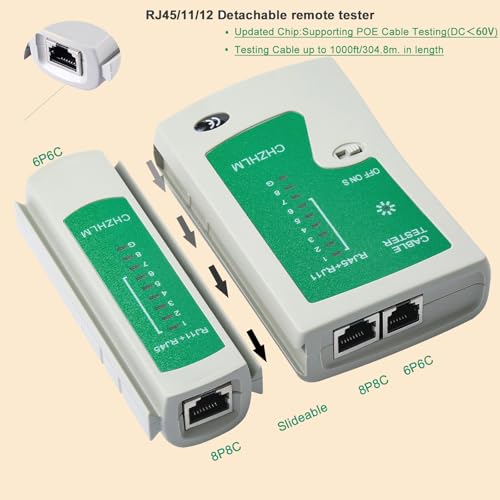 Rj45 Crimp Tool Pass Through Ethernet Crimping Tool kit for 8P-Cat7 Cat6 Cat5 6P Telephone Connector Network Crimp Tool RJ45 Crimper With Cable Tester Covers Connectors Mini Yellow Stripper Cat/5/6/7 RJ45 Crimp Tool Set