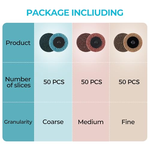 150 PCS Sanding Discs 2 Inch Quick Change Sanding Discs Die Grinder Sanding Disc Fine Coarse Medium Surface Conditioning Discs for Burr Finish Rust Paint Removal 150PCS 2 inch