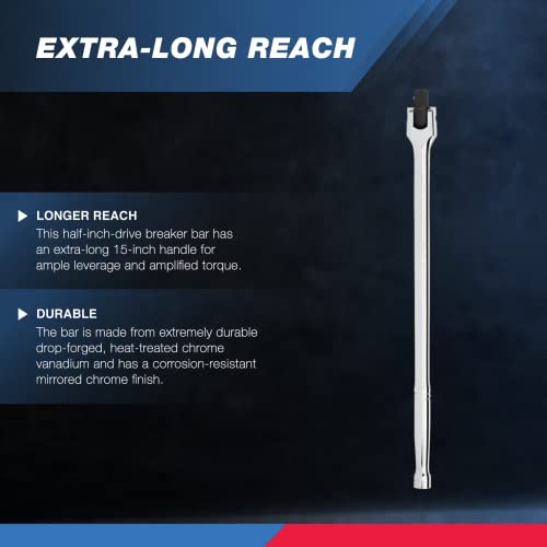 NEIKO 00206A 1/2" Breaker Bar, 1/2-Inch Drive 24-Inch Breaker Bar, Flex Head Chrome-Moly Cr-Mo, Lug Nut Wrench, Tire Bar, Cheater Bar 1/2" Drive 24" Length