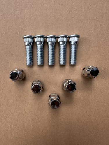 5pcs Front Wheel Studs 610-449 1/2-20 0.625 in. Knurl 1.93 in. Length with Lug Nuts Replacement for Jeep Wrangler 1999-2006, TJ 1997-2006