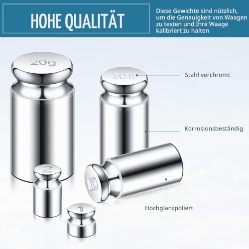 Calibration Weight 1g 2g 5g 10g 20g Calibration Gram Scale Weight Set for Digital Scale Balance and 1 Piece Calibration Weight Tweezer