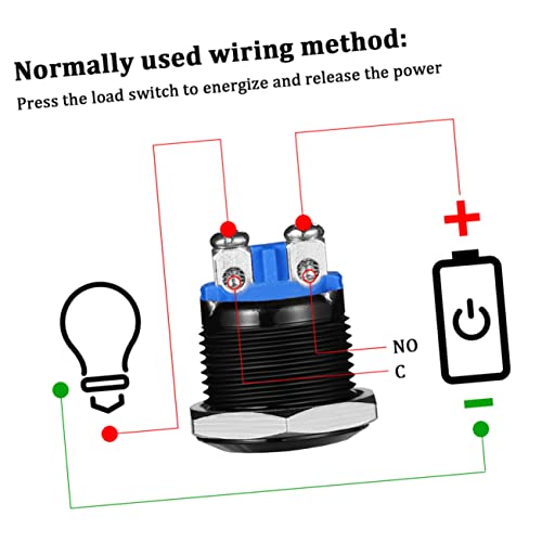 ABOOFAN 2 x Push Button Black Metal Shell Momentary Button Reset Push Button Built-in Button Locking Button