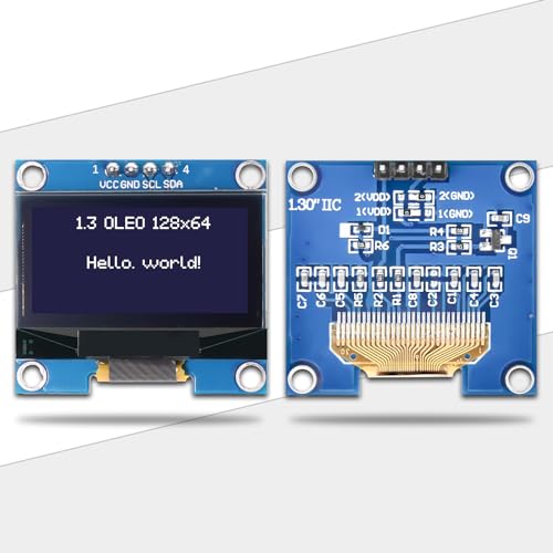3 x 1.3 Inch OLED Display I2C 128 x 64 Pixel I2C Screen Display Module, OLED Display Module for Arduino (White Sign) White