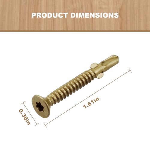 Wood to Metal Self Tapping Screws #10 x 1-5/8" (130 Pcs) Reamer Tek Torx/Star Head Self Drilling Screws, Hex Screws, Tek Screws, T-25 Torx Screw Head