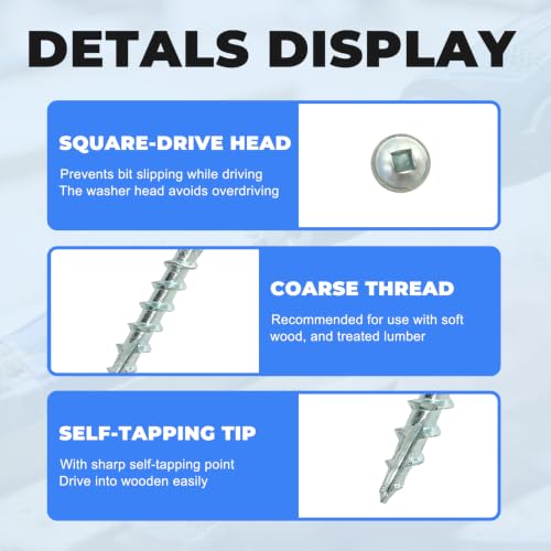 Pocket Hole Screws #8 x 1-1/4", 700PCS Coarse Thread, Zinc Plated #8 X 1-1/4" 700
