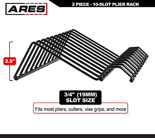 ARES 62004 2-Pc Black 10-Slot Plier Rack Set - Tool Drawer Organizer 2-Piece 10-Slot Plier Rack Set