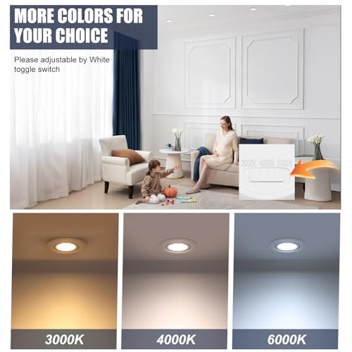 LED Recessed Spotlight 230 V Dimmable White LED Spotlights 6 W IP44 Bathroom Recessed Lights Swivelling Ceiling Spots, Warm White Neutral White Cool White Ceiling Light for Bathroom Kitchen Living Room Set of 6