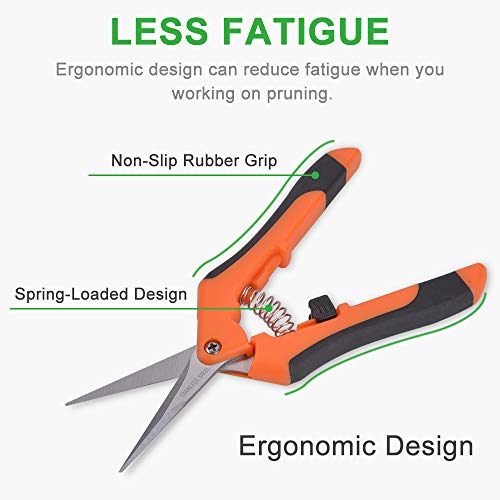 GROWNEER 9 Packs Pruning Shears Gardening Hand Pruning Snips with Straight Stainless Steel Precision Blades