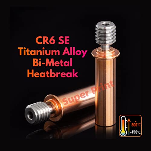 Super Print CR6 SE/Ender 3 Neo Copper+Titanium Alloy All Metal Bi-metal Heatbreak,Upgrade Smooth Heat Break for CR-6 SE/Max/CR10 Smart/Ender 3 V2 Neo/Ender 3 Max Neo/Ender 3 Neo Hotend. CR6SE Parts 2PCS-Heatbreak