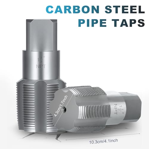 1-1/2"-11-1/2 NPT Pipe Tap Set, Precision Carbon Steel Taps Tool, Metric and Standard for Clean and Re-thread Damaged or Jam Pipe Threads in with Durable Plastic Case 1-1/2" NPT