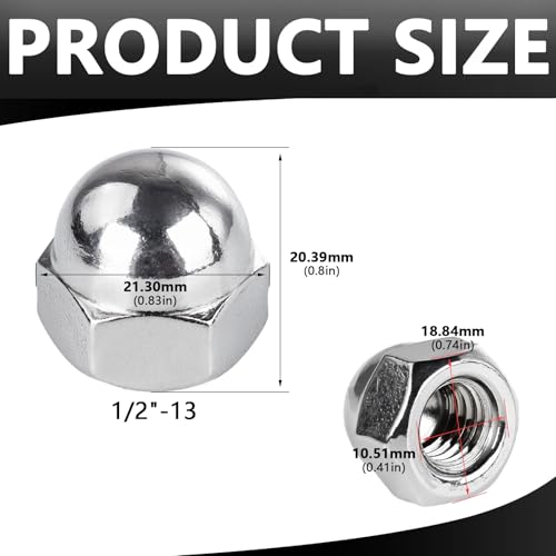 1/2"-13 Acorn Cap Nuts 304 Stainless Steel Hardware Nuts HS/LM-02 1/2-13