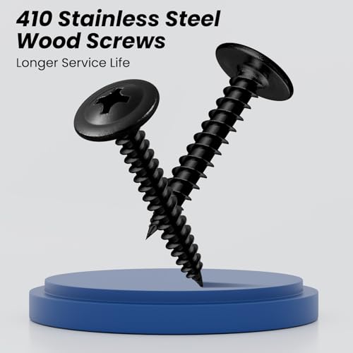#8 x 2-1/2 Inch Wood Screws Phillips Modified Truss Head Stainelss Steel 410 Self Tapping Metal Screws,Black Zinc Plated(3Ib,245Pcs) 8 x 2-1/2" Black 3lb Box