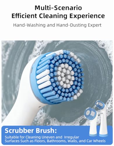 Electric Cleaning Brush 180 Days Battery Life,Cordless Electric Cleaning Brush with 3 Replaceable Brush Heads, Rechargeable Power Scrubber, IPX6 Waterproof for Bathroom, Tile & Kitchen