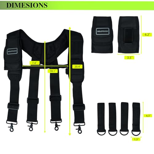 MELOTOUGH Magnetic Tool Belt Suspenders with Magnetic WristBand,Padded Tool Belt for Men with handle strap