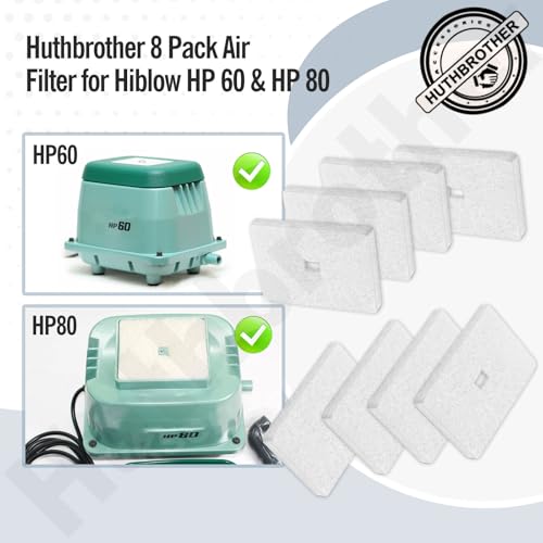 Upgraded 8 Pcs Air Filterc Compatible with Hiblow HP 60 & HP 80 Series Septic Air Pump HP-80-0110 HP-80-0117 Hp-80 Hp-60 Hp-80-XXXX Hp-60-XXXX - 3.7“ W x 4.3” L 2.11 ounces