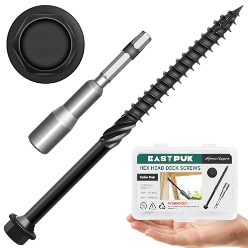 Wood Screws #10x2-1/2, 62 PCS 1lb, Deck Screws 2-1/2 Inch & 50-Pack Hex Head Lag Screw, #14 x 4 Inch Wood Screws, Deck Screws for Timber, Log, and Landscape Wood Applications