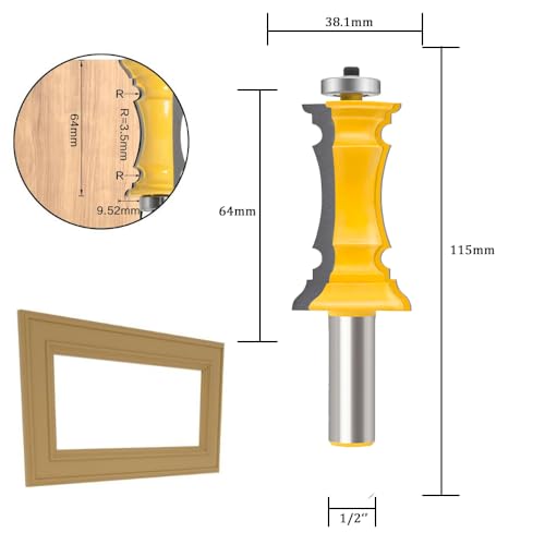 TAIWAIN 1/2 Shank Router Bit Set 3 PCS Round Over Raised Panel Cabinet Door Rail and Stile Router Bits Sets Wood Milling Tool Groove Tongue Cutter Tool for Woodworking 24