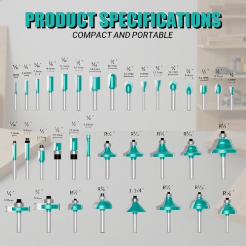 CSOOM 35 Pieces 1/4 Inch Router Bit Set, Woodworking Tools for Beginners 35PC
