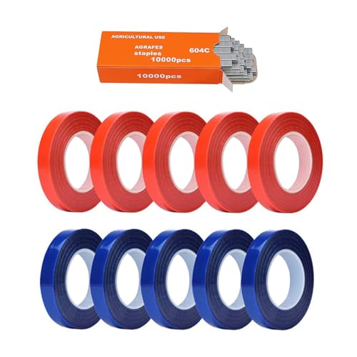 Plant Tying Machine, Lightweight Plant Vine Tying Tape Machine Tool, Plant Tape Gun for Tomatoes, Grapes and Vegetable Garden, Come with 10000pcs Staples 10 Rolls Tape (Green) Green