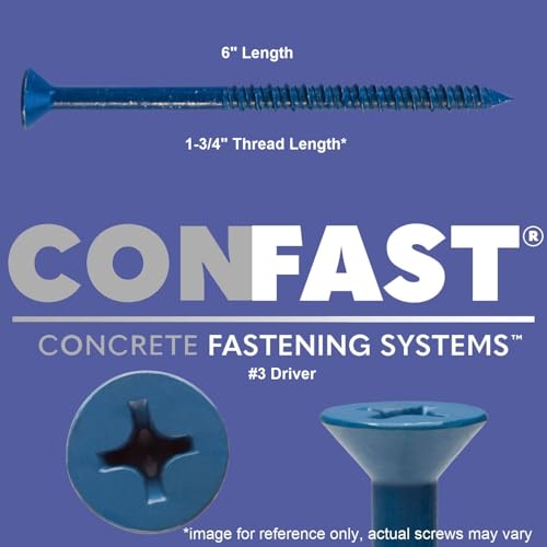 CONFAST 1/4" x 6" Blue Flat Phillips Concrete Screw Anchor 1/4" x 6"