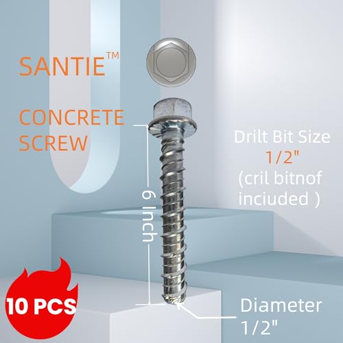 SANTIE HD 1/2 in. x 6 in. Zinc-Plated Heavy-Duty Screw Anchor (10-Pack) 1/2X6
