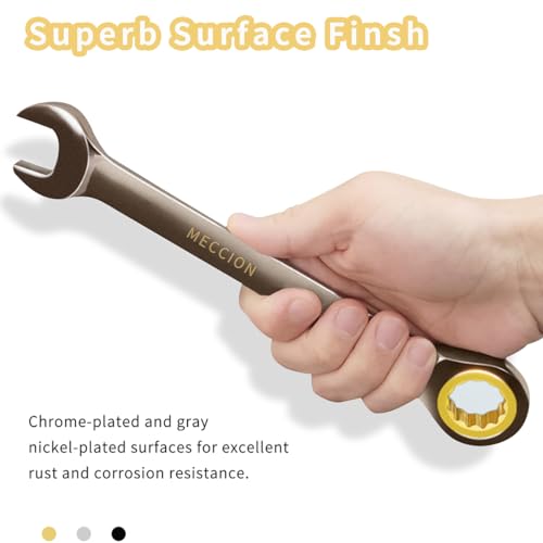 Meccion Combination Wrench 1-1/4 Inch SAE Open End Ratcheting Wrench - Industrial Grade Gear Spanner with Grey Nickle Plated 1-1/4 in.
